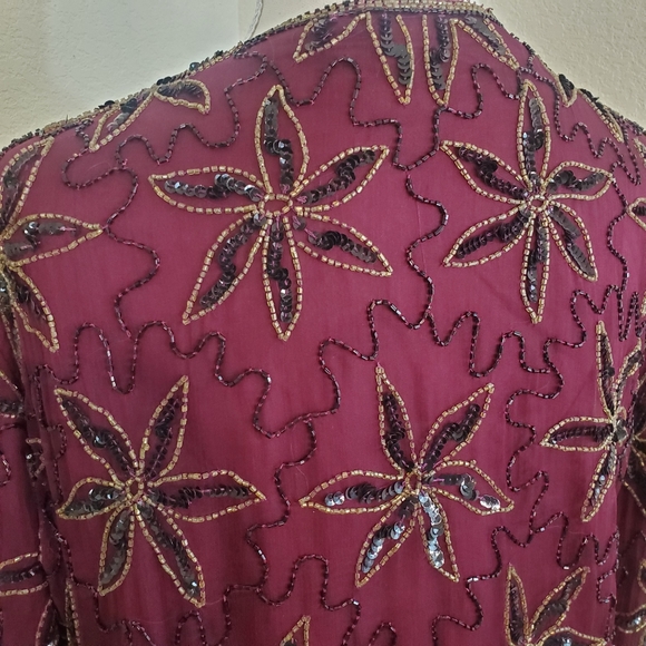 Vintage 100% Silk Cardigan with Beading and Sequins! Size Large. - Picture 7 of 10